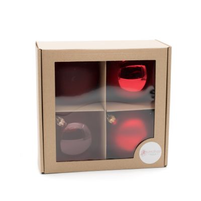 Set globuri de sticlă colorate 4 buc-10 cm - Roșu
